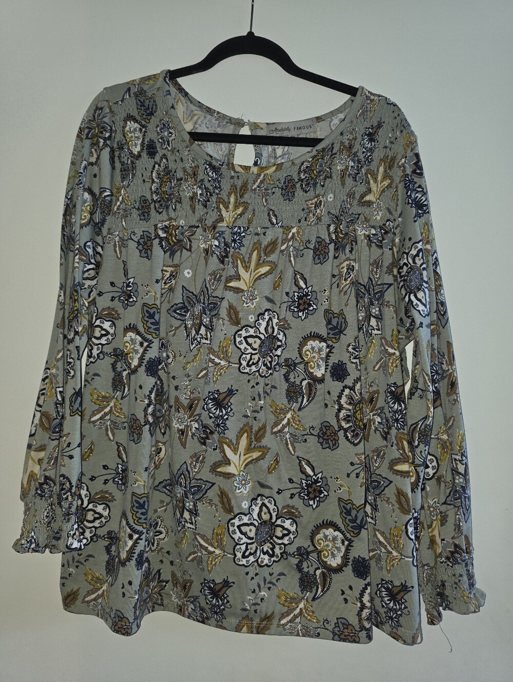 Sage Floral Smocked Yoke Tunic
